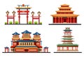 Set of chinese buildings or Asian architecture Royalty Free Stock Photo