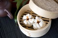 Chinese bun in bamboo tray Royalty Free Stock Photo