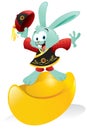 Chinese Bunny Riding Gold Ingot