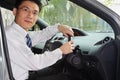 Chinese businessman inside car