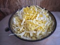 Chinese cabbage on a round ceramic dish