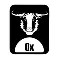 Chinese calendar animal monochrome logotype ox head