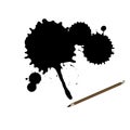 Chinese calligraphy ink brush with splatter Royalty Free Stock Photo