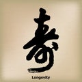 Chinese Calligraphy `Longevity`, Kanji, Blessing Royalty Free Stock Photo