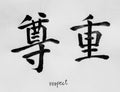 Chinese Calligraphy means`respect` for Tatoo