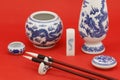 Chinese calligraphy and painting with stationery Royalty Free Stock Photo