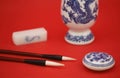 Chinese calligraphy and painting with stationery Royalty Free Stock Photo