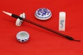 Chinese calligraphy and painting with stationery Royalty Free Stock Photo