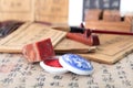 Chinese calligraphy and seal carving art Royalty Free Stock Photo