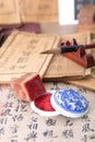 Chinese calligraphy and seal carving art Royalty Free Stock Photo