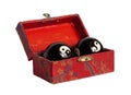 Chinese casket with yin yan balls