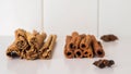 Chinese cassia and ceylon cinnamon bark sticks Royalty Free Stock Photo