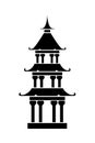 Chinese castle building silhouette icon