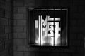 Chinese character 'regret' behind prison bars