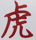 The chinese character of the tiger in bold red ink Royalty Free Stock Photo