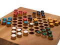 Chinese checkers game on wooden board Royalty Free Stock Photo