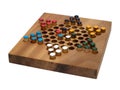 Chinese checkers wooden board isolated on white Royalty Free Stock Photo