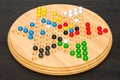 Chinese checkers on the wooden table, 3D rendering Royalty Free Stock Photo