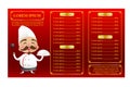 Chinese chef cartoon smile with happiness with red menu template