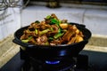 A Chinese chef is cooking braised duck Royalty Free Stock Photo