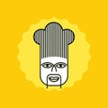 Chinese chef in icon style for cafe or restaurant