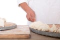 The Chinese chef in the kitchen is making dumplings Royalty Free Stock Photo