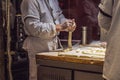 Chinese chef making dumplings in the kitchen Royalty Free Stock Photo