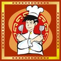 Chinese chef vector image for food content