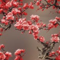 Chinese cherry blossoms on branching abstract illustration in a realistic style (tiled)