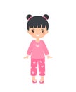 Chinese chibi girl dressed in pajamas, isolated on white background