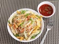 Chinese chicken noodles with egg & sauce