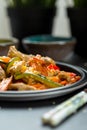 Chinese Chicken in Soya Sauce with Vegetables Royalty Free Stock Photo