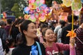 A Chinese child is visiting the new year market