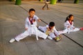 Chinese children learning Taekwondo