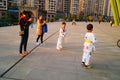 Chinese children learning Taekwondo