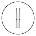 Chinese chopsticks icon black color in circle round