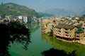 Chinese city on river Royalty Free Stock Photo
