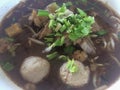 Chinese clear soup with beef and vegetables, Thailand call kaolao.