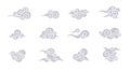 Chinese clouds set isolated on a white background. Simple cute cartoon design. Modern icon or logo collection. Realistic elements