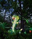 Chinese Cobra snake displayed at night for the Lantern festival