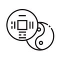 Chinese coin icon is in line and pixel perfect style. Isolated object on a white background.