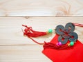 Chinese coins lucky charm and red packet for Chinese New Year background Royalty Free Stock Photo