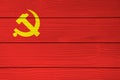 Chinese Communist Party flag color painted on Fiber cement sheet wall background Royalty Free Stock Photo