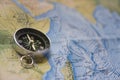 Chinese compass on map Royalty Free Stock Photo