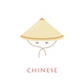 Chinese conical hat and eyes.