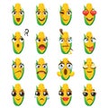 Chinese corn Emoji Emoticon Expression. Funny cute food