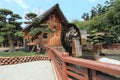 Chinese cottage and waterwheel Royalty Free Stock Photo