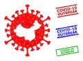 Chinese Covid Virus Triangle Icon and Distress Covid-19 Outbreak Simple Seals