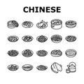 chinese cuisine food dish asian icons set vector