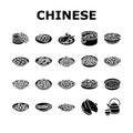 chinese cuisine food dish asian icons set vector